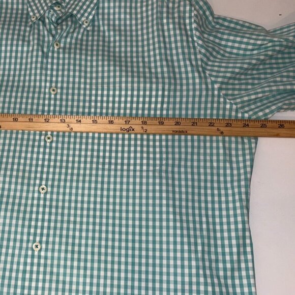 Peter Millar Teal/White Gingham Check Weekender Wash Long Sleeve Button Down L - Picture 9 of 13